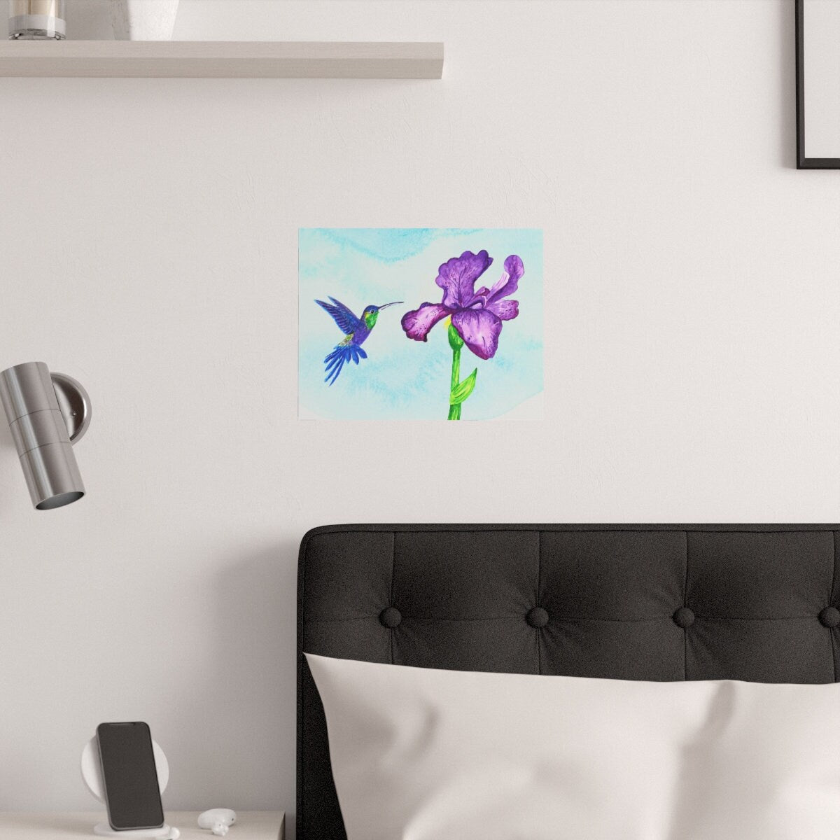Mexican Violetear Hummingbird Watercolor, purple iris hummingbird, blue and green humming bird, hummingbird enthusiast, hummingbird gift