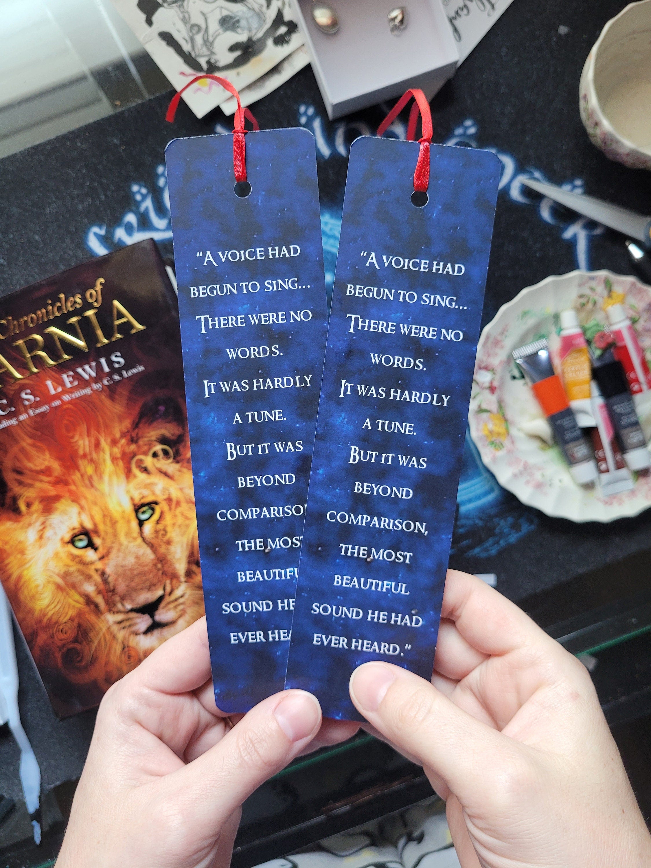 The Chronicles of Narnia bookmark, Narnia bookmark, Aslan's Creation Song Watercolor bookmark, aslan bookmark