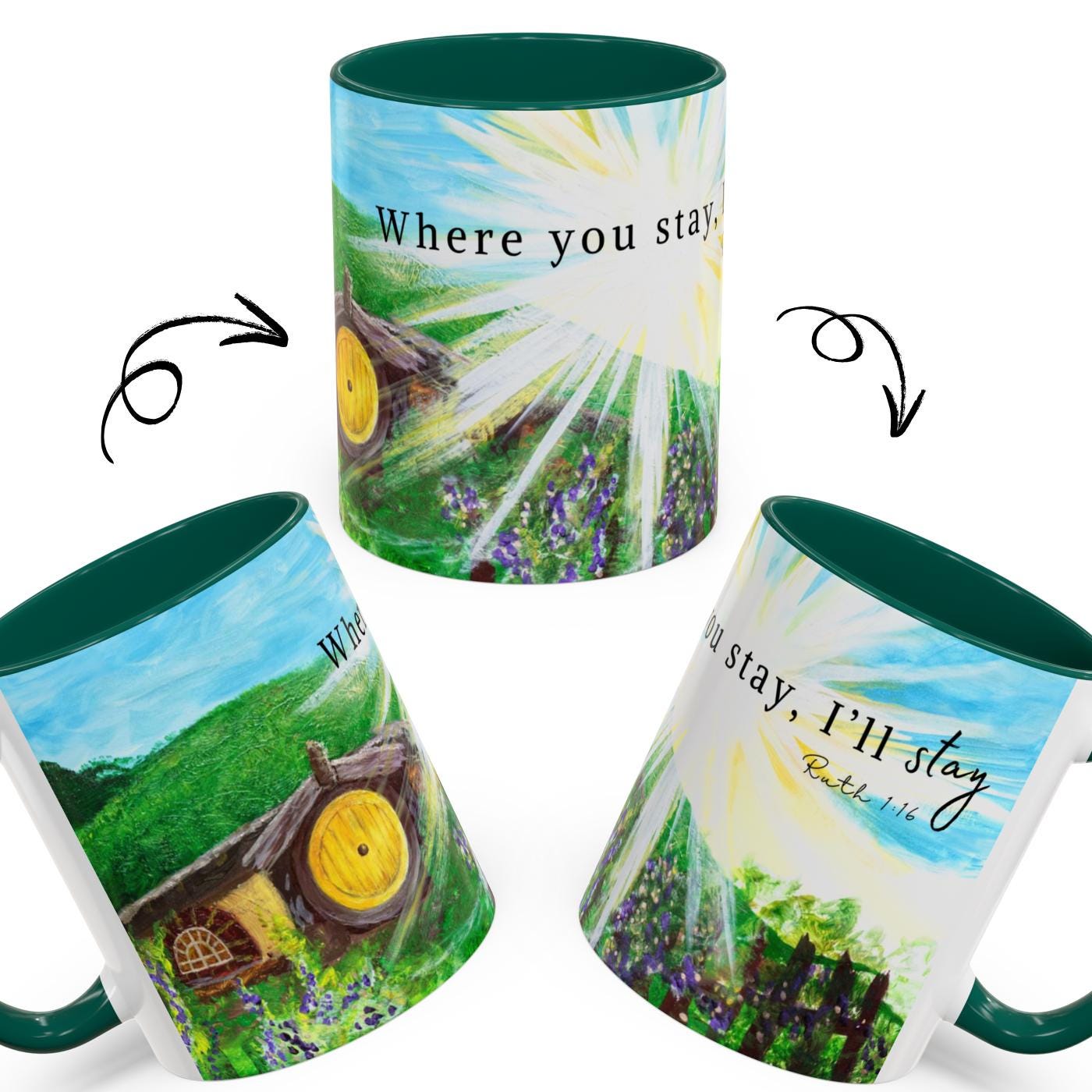 Where You Go I'll Go Where You Stay I'll Stay Mug Set | Lord of the Rings Couples Gift | Christian Marriage Mugs | Mordor & Shire Coffee Cup