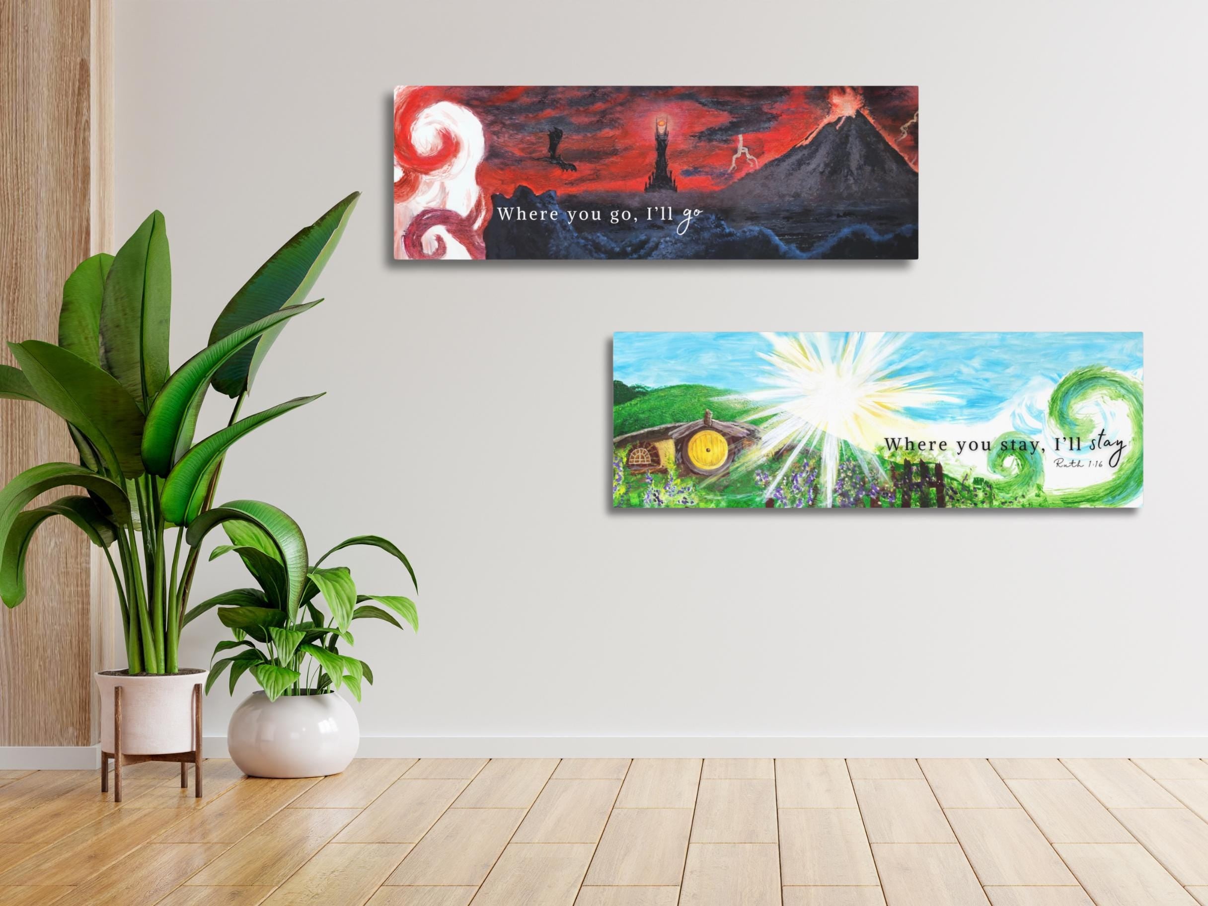Lord of the Rings Book Art Print Set | Middle-earth Wall Decor | Tolkien-Inspired Watercolor | Hobbit & LOTR Wedding Gift
