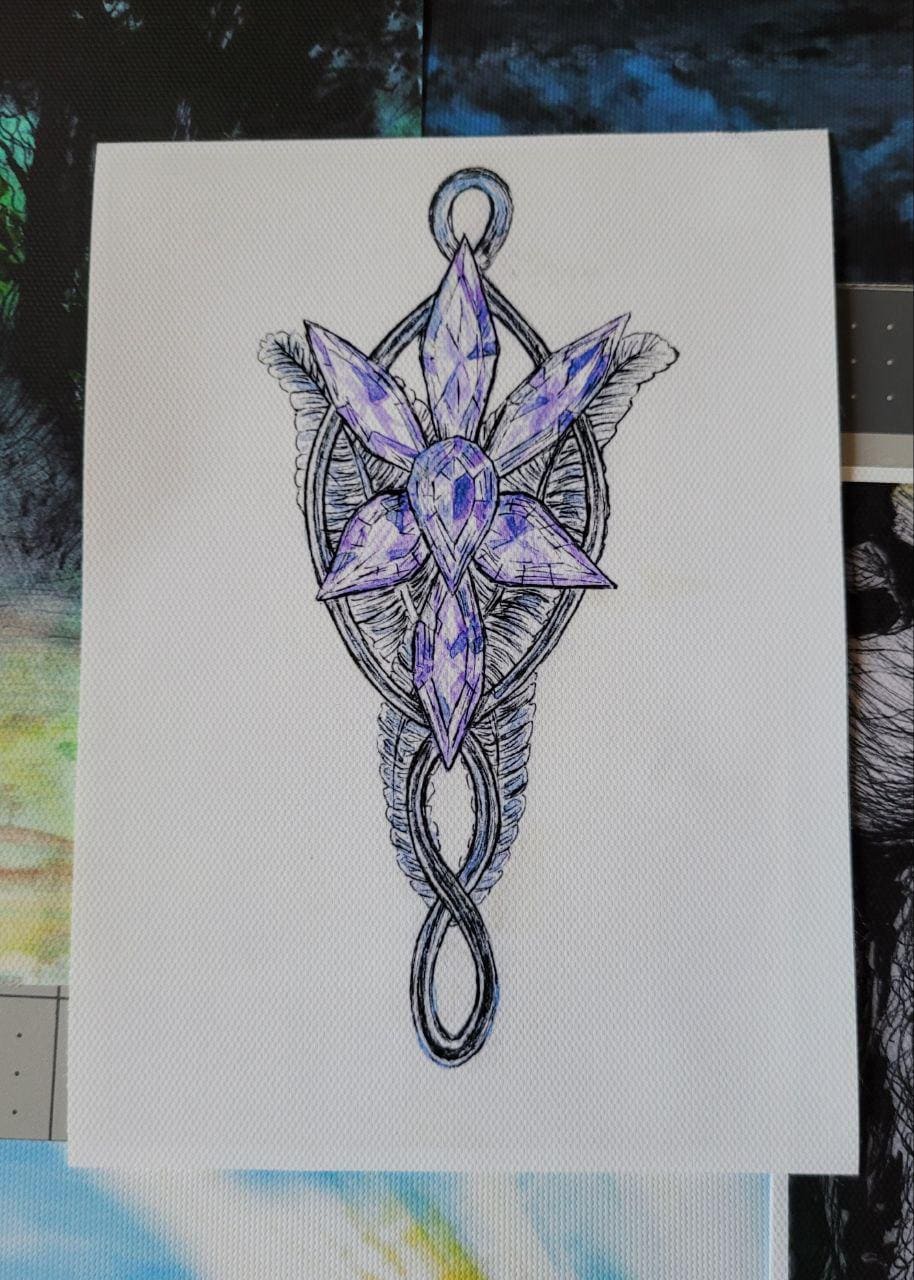 Evenstar Necklace Art Print | Arwen's Necklace | Lord Of The Rings Wall Art | Fantasy Bookish Decor | Elven Jewelry Illustration
