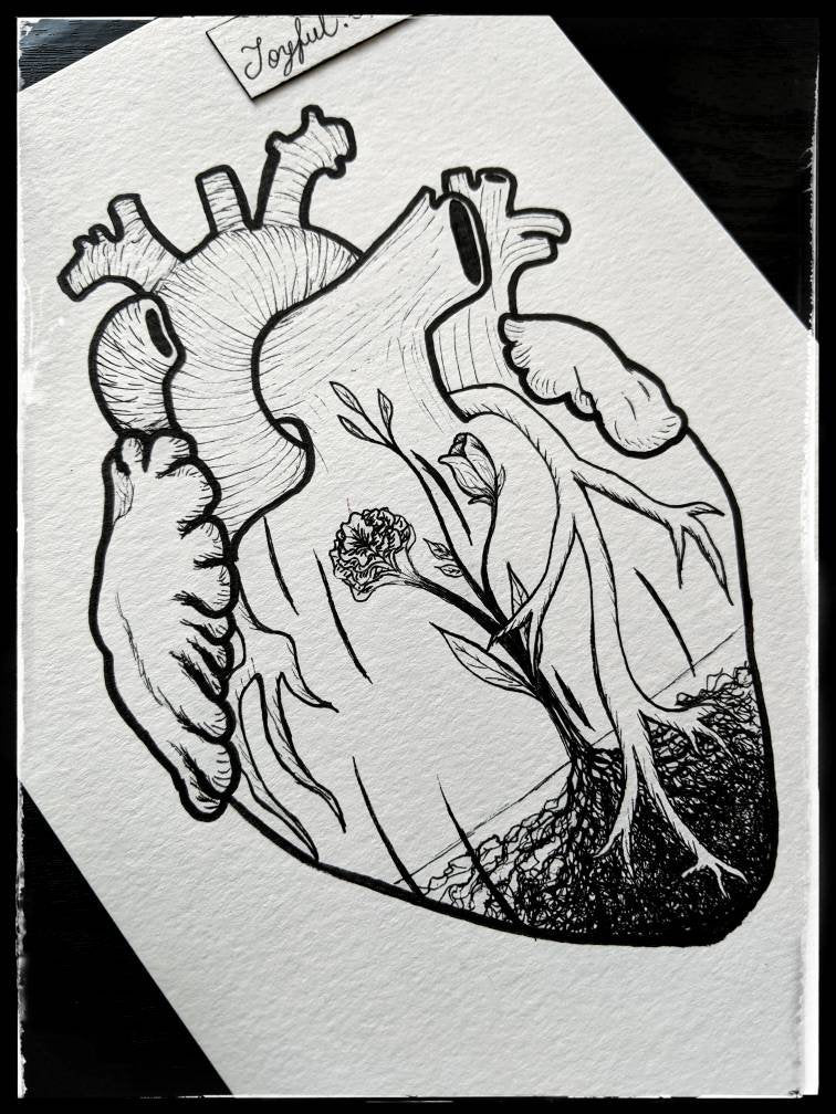 Floral Anatomical Heart Original, heart anatomy, heart tattoo, chd warrior, flower heart, floral heart, heart flowers, love garden, roots