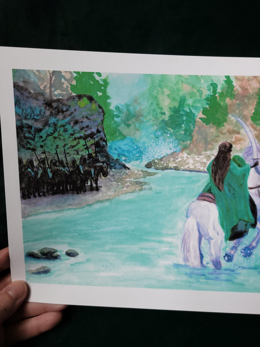 Arwen vs Nazgul River Chase Scene - Lord of the Rings Inspired Art Print
