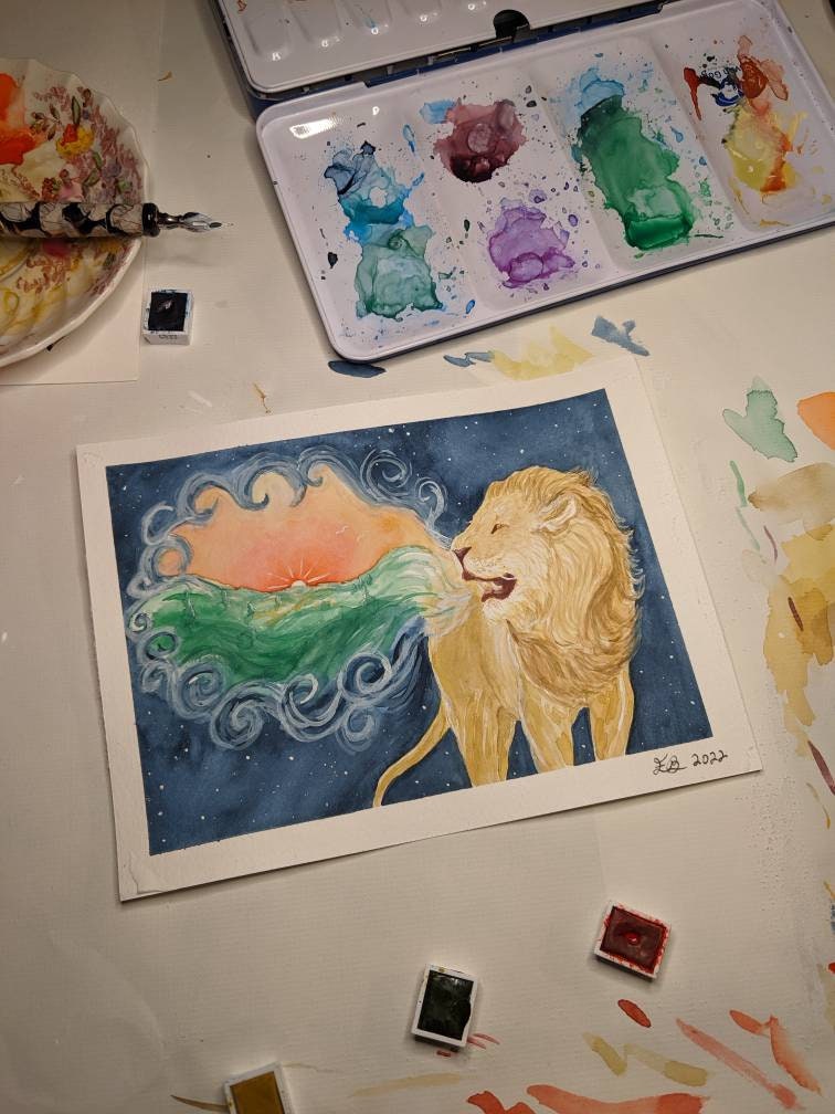 Aslan's Creation Song Watercolor Print - Narnia Inspired Art by C.S. Lewis