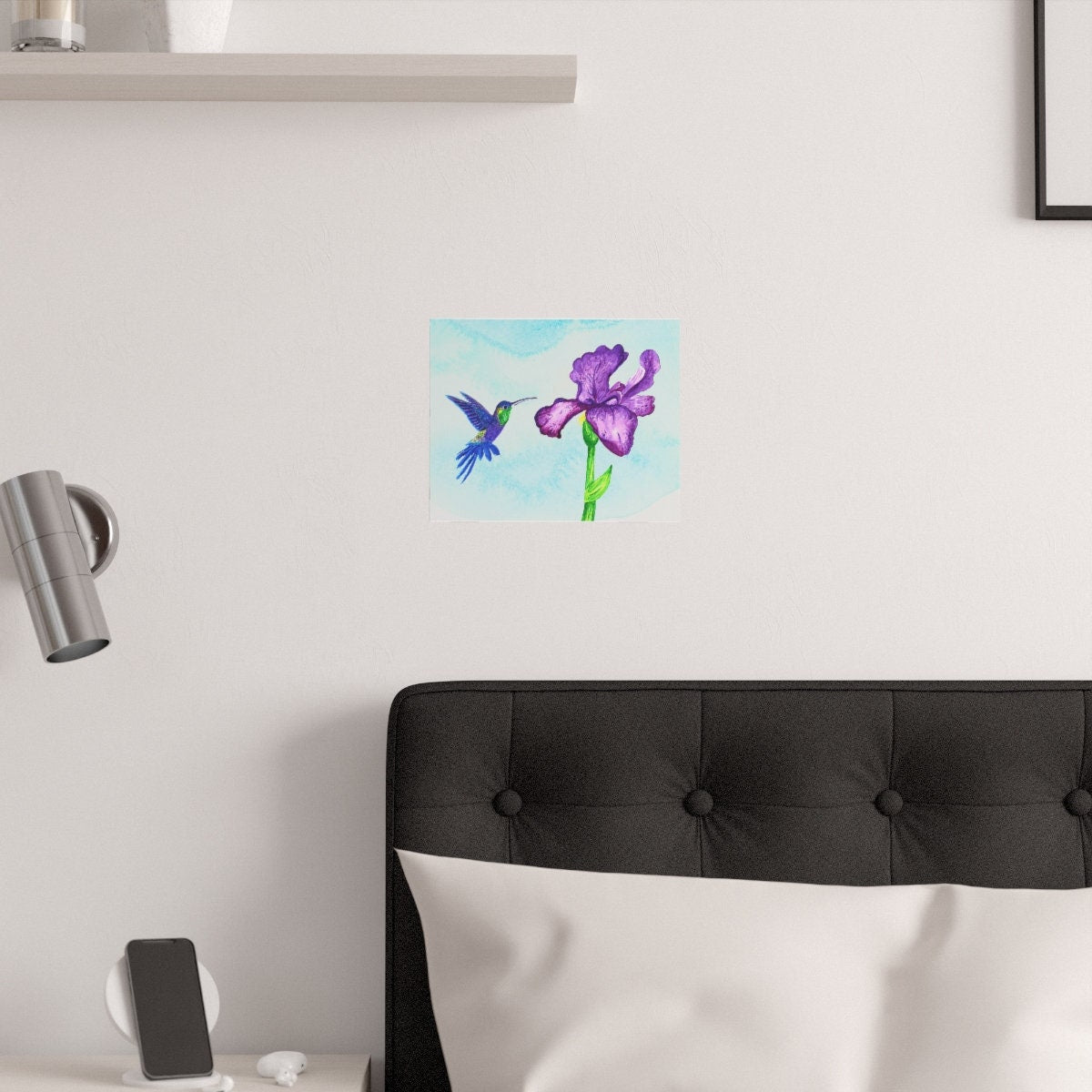 Mexican Violetear Hummingbird Watercolor, purple iris hummingbird, blue and green humming bird, hummingbird enthusiast, hummingbird gift