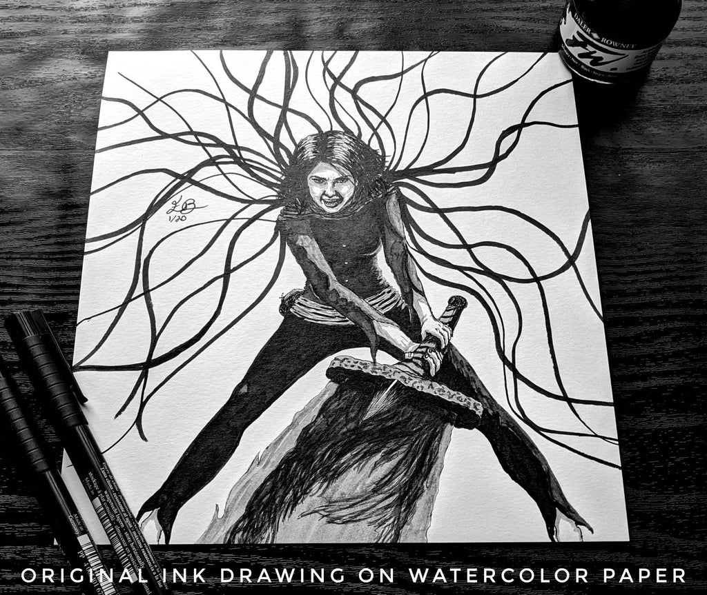 Vin, the Survivor's heir, Mistborn inspired original art piece, Mistborn fan art, koloss battle, the well of ascension, vin mistcloak ribbon