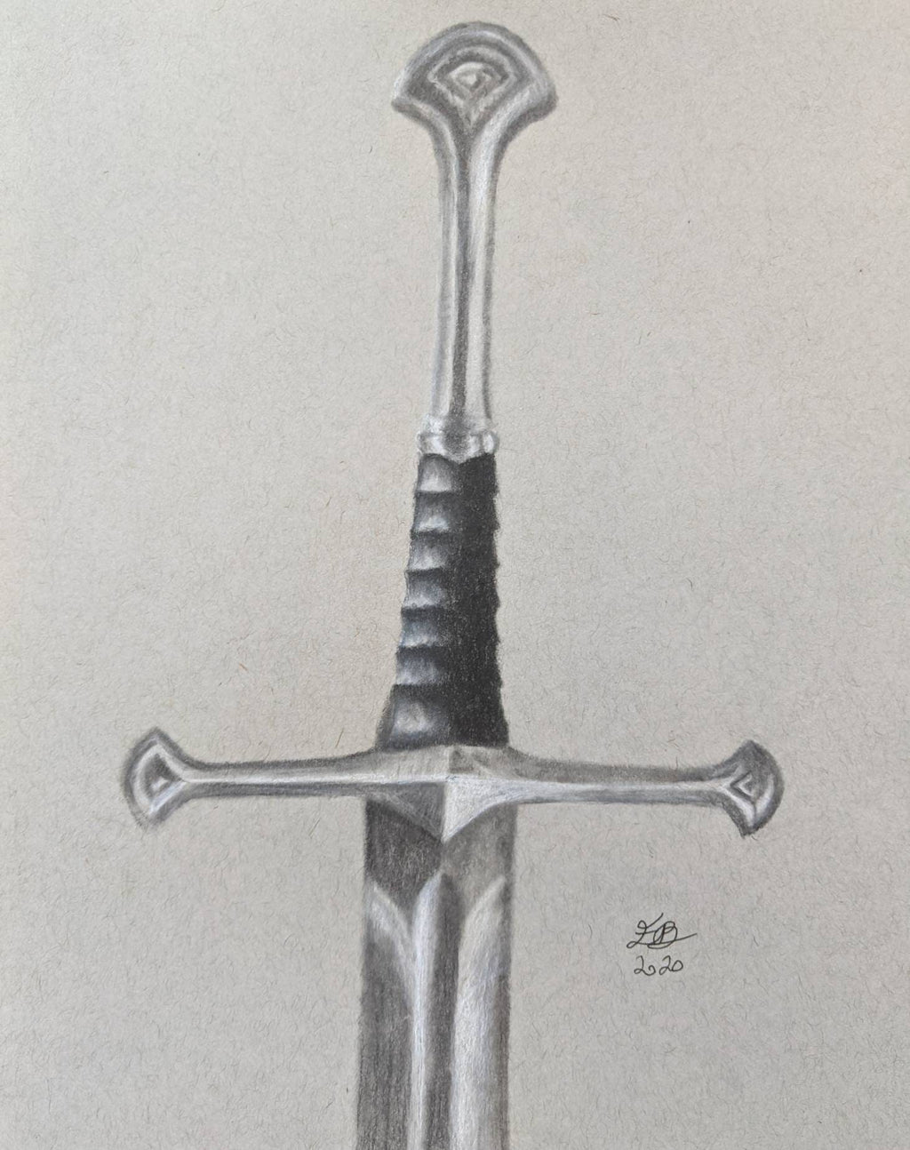 Narsil charcoal drawing, Sword drawing, Lord of the Rings gift, LOTR Sword, Tolkien Inspired art, aragorn sword, sword hilt, middle earth