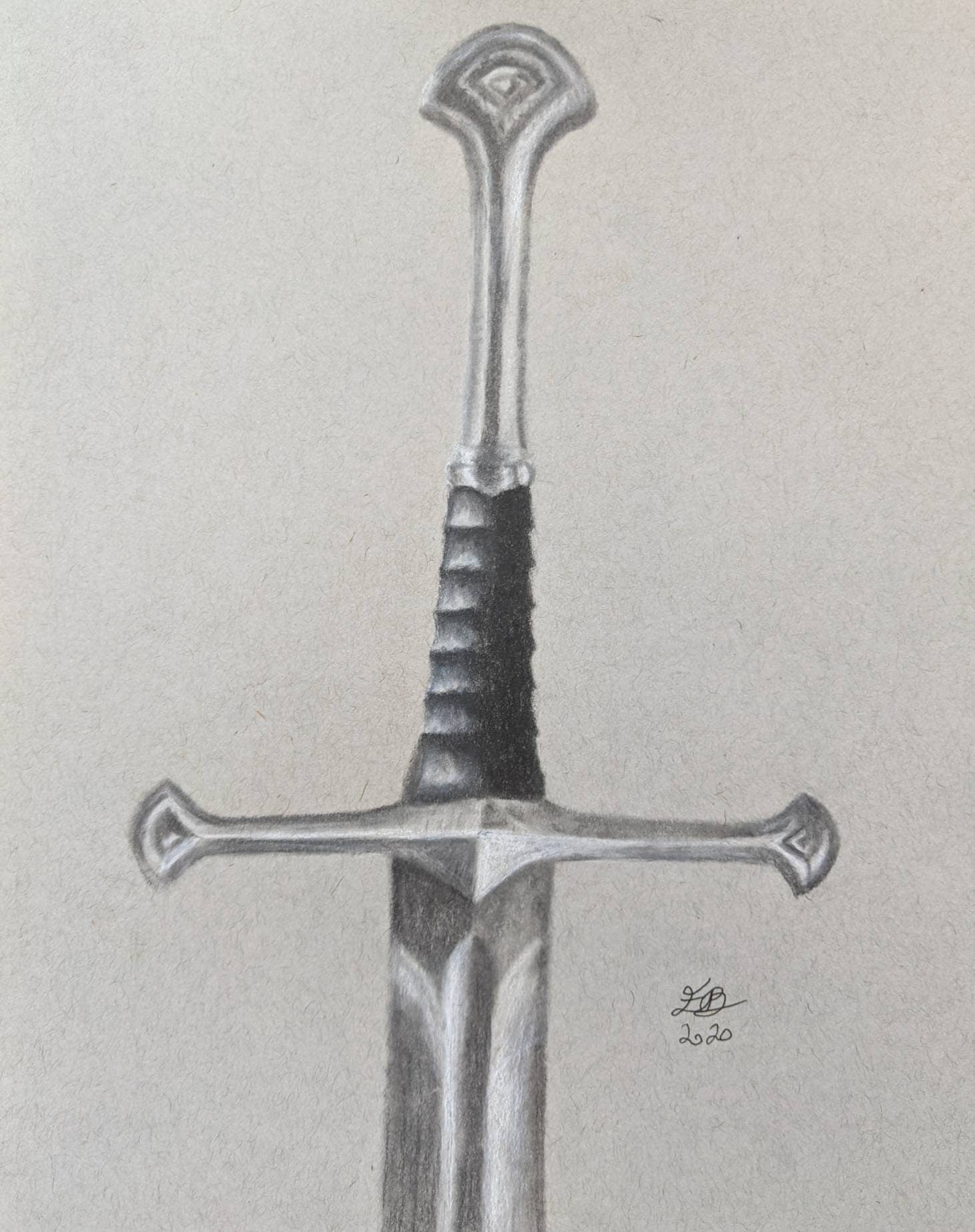 Narsil charcoal drawing, Sword drawing, Lord of the Rings gift, LOTR Sword, Tolkien Inspired art, aragorn sword, sword hilt, middle earth