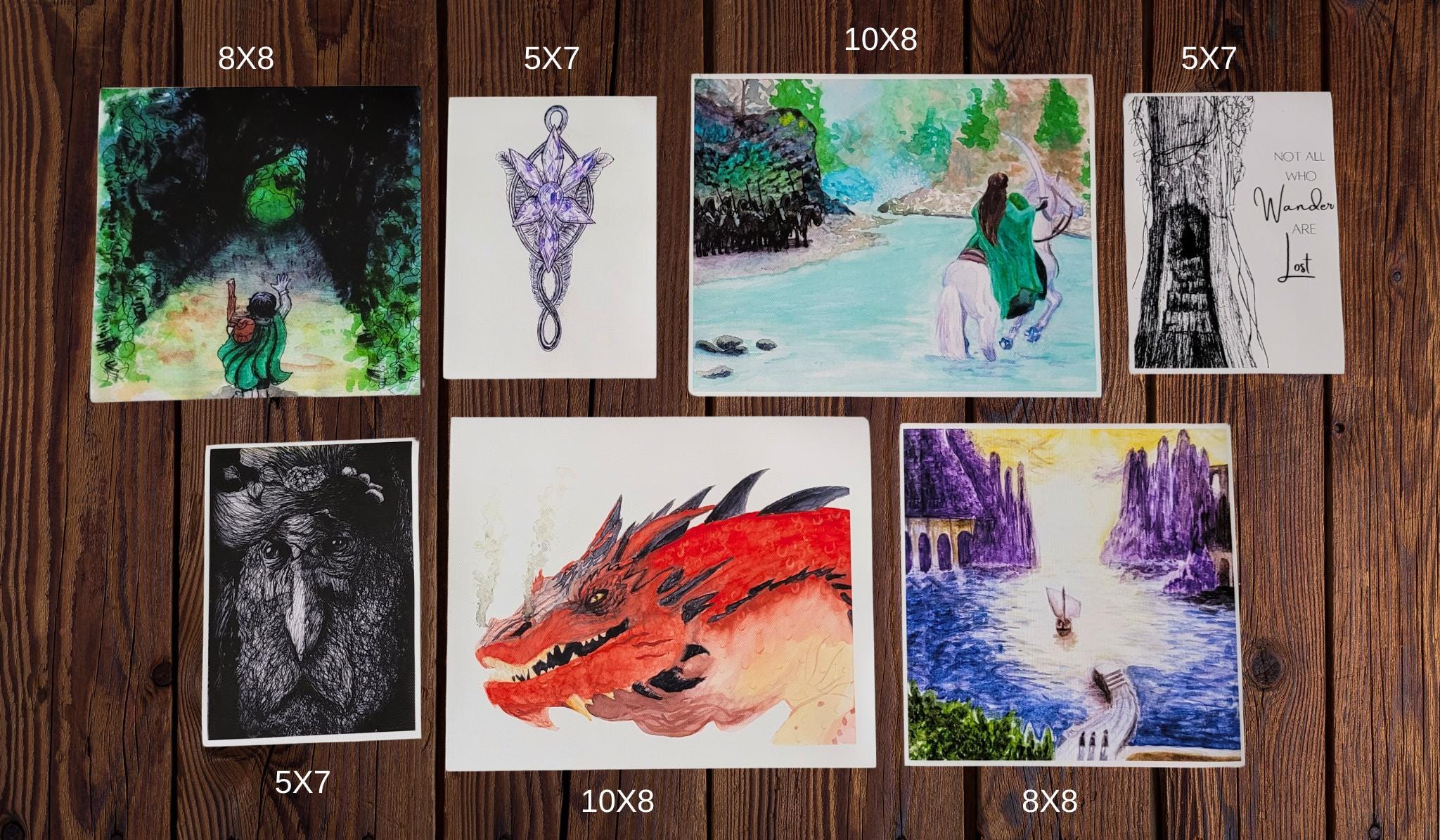 LOTR Art Print Bundle | Mordor and Shire Painting | Middle Earth gift | Lord of the rings prints | Tree beard | grey havens