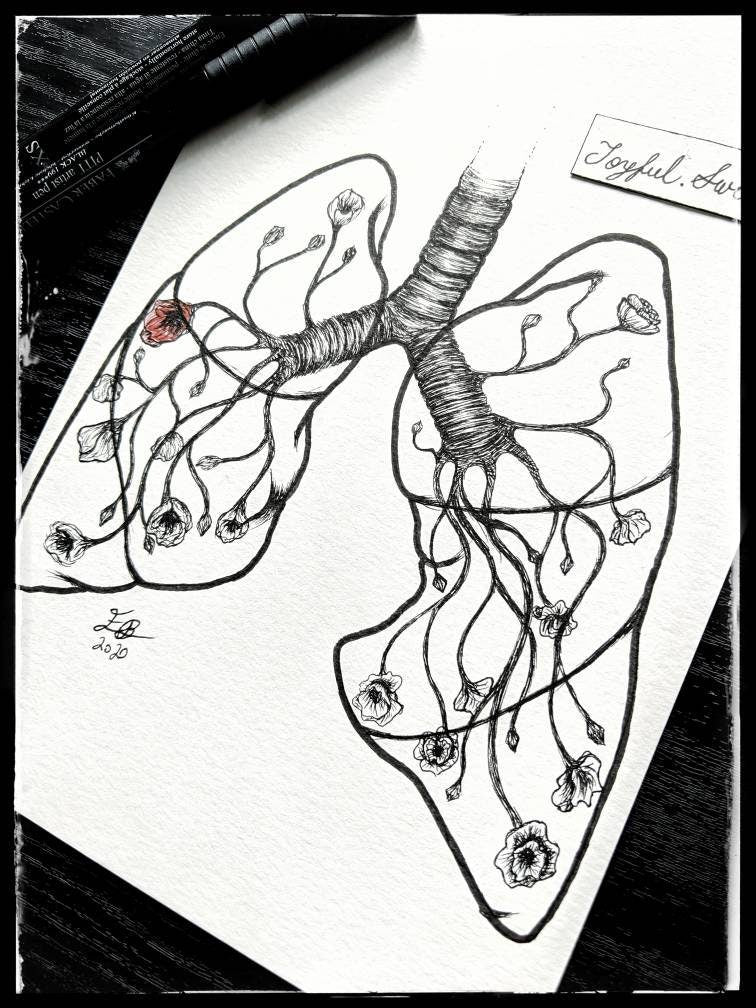 FLORAL LUNGS ORIGINAL, anatomical lungs, Poppy art, floral tattoo, Lung Anatomy, breathe life, poppies tattoo, flower organs, floral organ