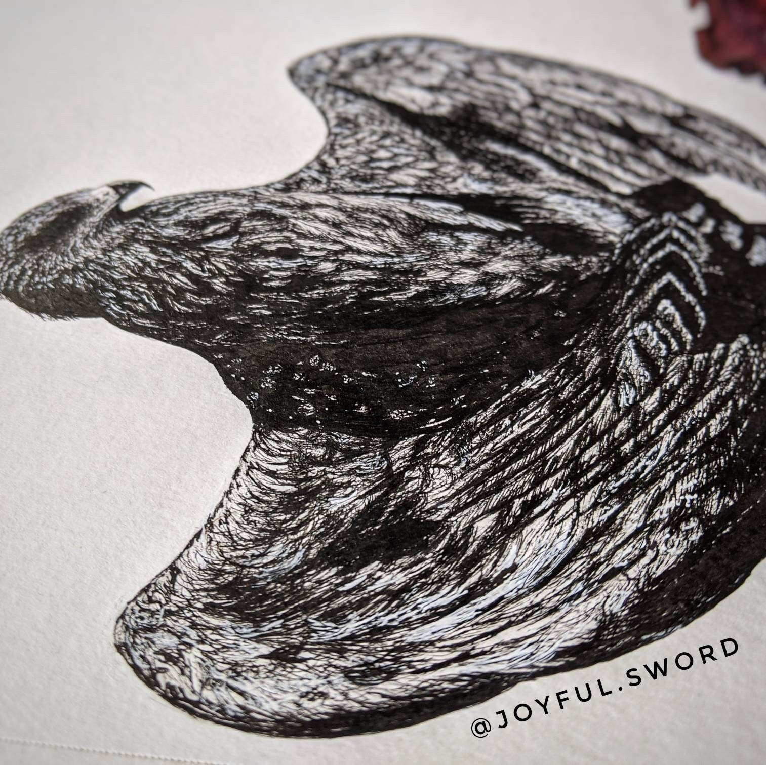 The Hawk Ink drawing, fine art original, Bird Lover Gift Idea, Wild, Eagle, Falcon, Black and White Bird, Wall Decor, Wilderness Art