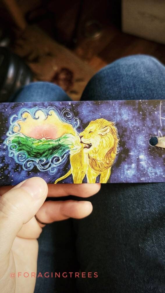 The Chronicles of Narnia bookmark, Narnia bookmark, Aslan's Creation Song Watercolor bookmark, aslan bookmark