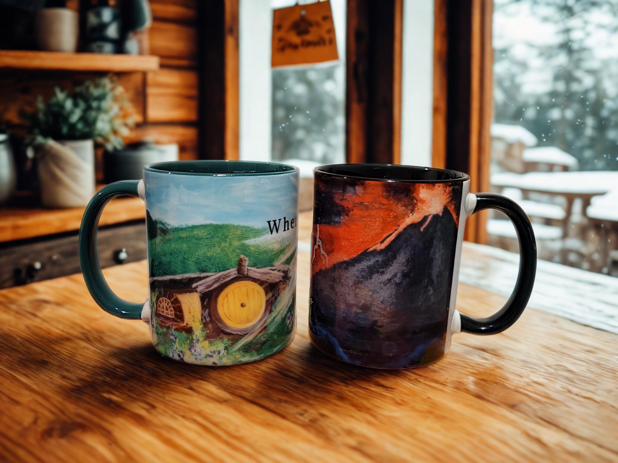 Where You Go I'll Go Where You Stay I'll Stay Mug Set | Lord of the Rings Couples Gift | Christian Marriage Mugs | Mordor & Shire Coffee Cup