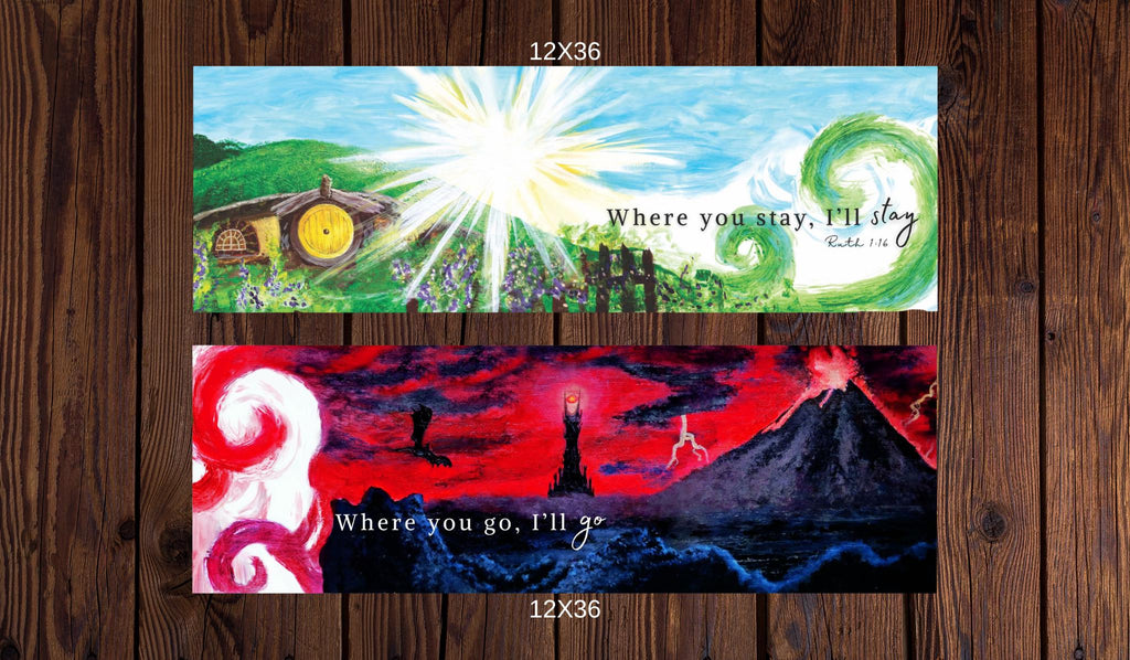 LOTR Art Print Bundle | Mordor and Shire Painting | Middle Earth gift | Lord of the rings prints | Tree beard | grey havens