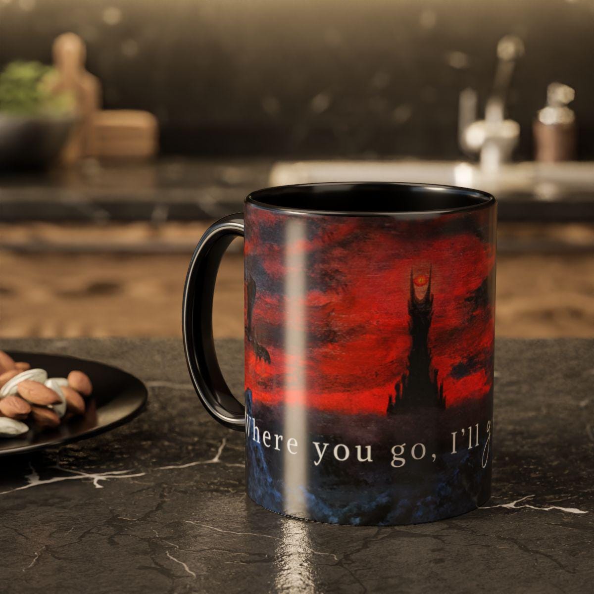 Where You Go I'll Go Where You Stay I'll Stay Mug Set | Lord of the Rings Couples Gift | Christian Marriage Mugs | Mordor & Shire Coffee Cup