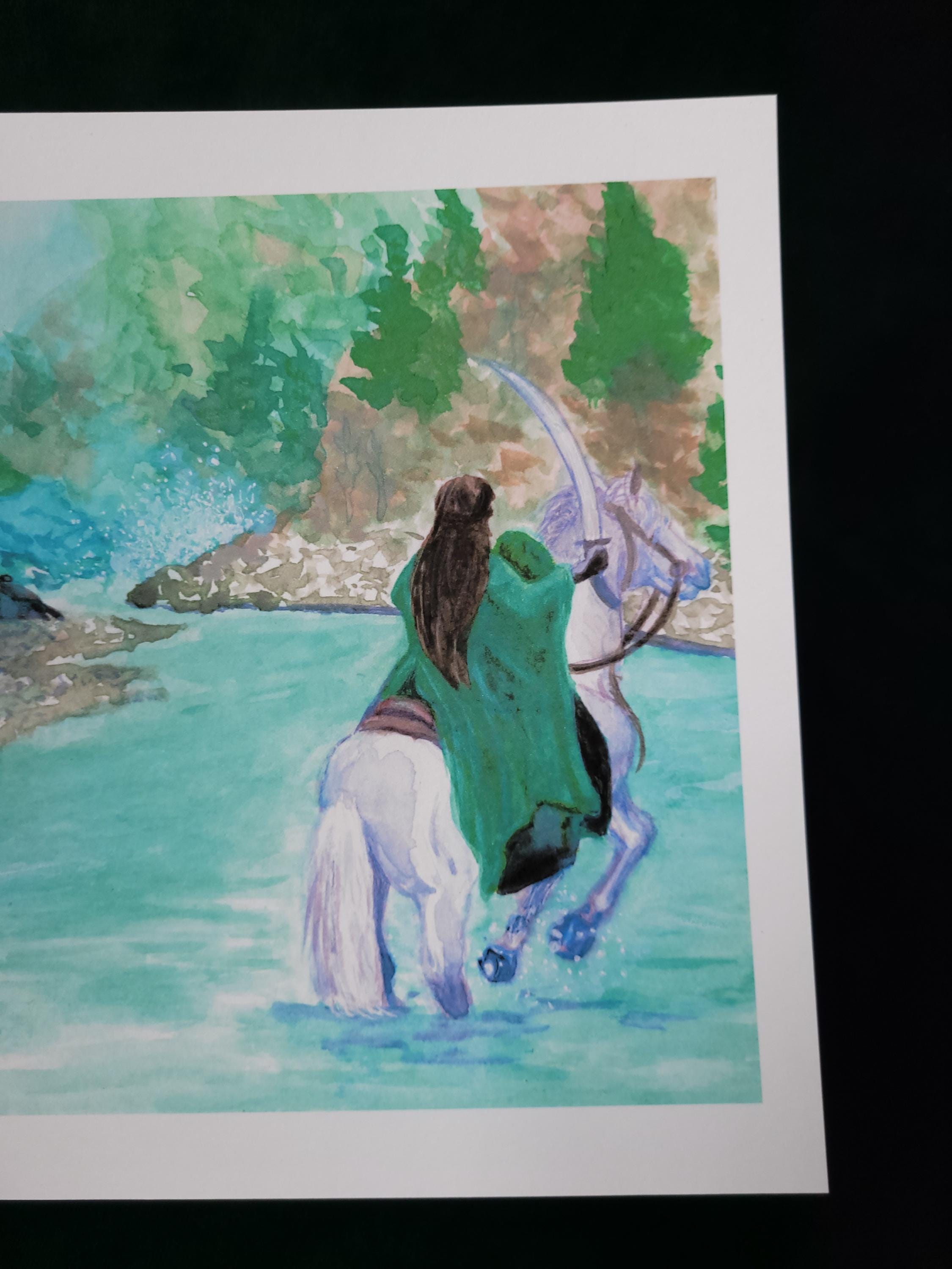 Arwen vs Nazgul River Chase Scene - Lord of the Rings Inspired Art Print