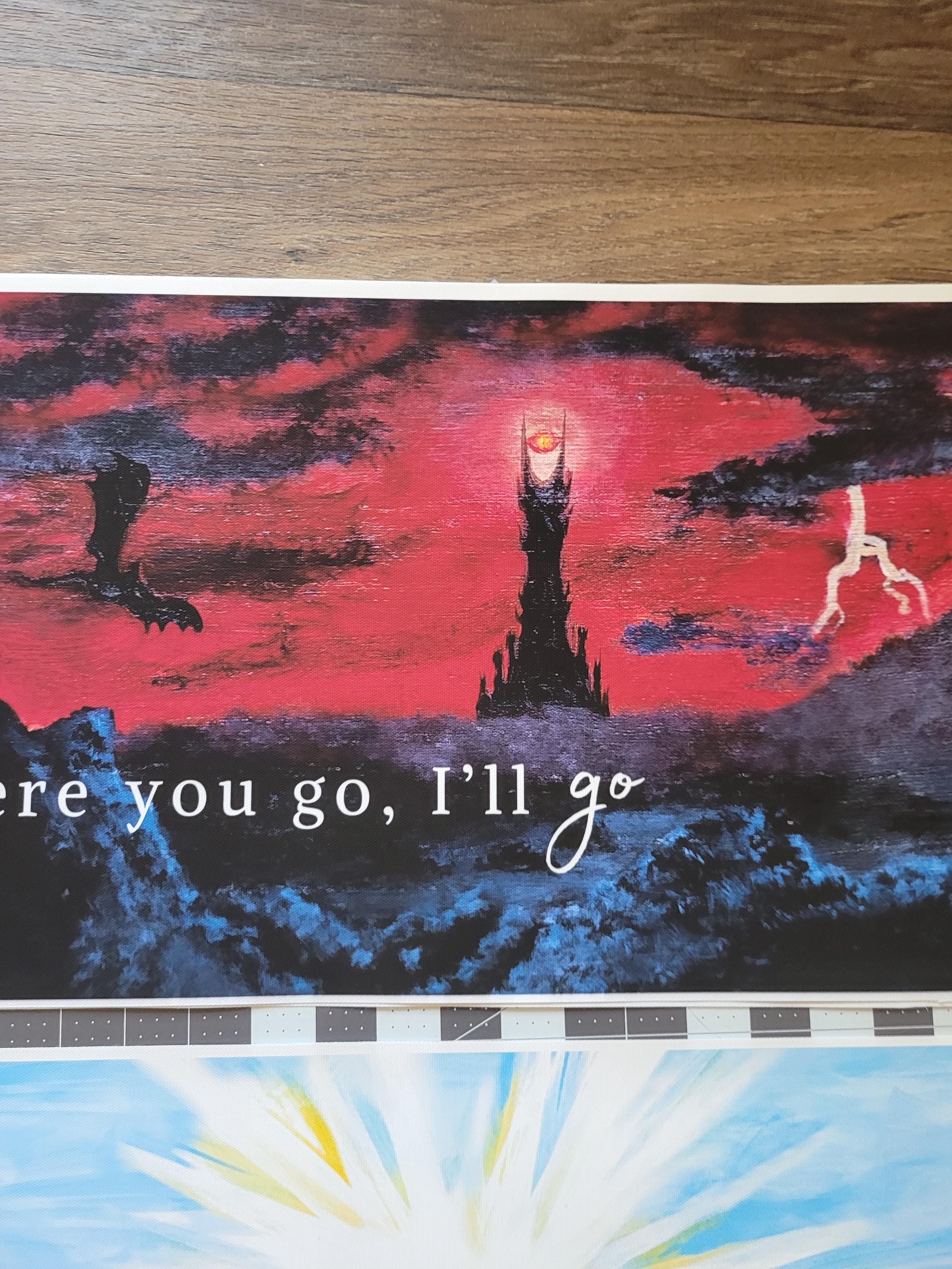 LOTR Wedding Anniversary art print, Mordor and Shire Painting, middle earth gift, Where you go I'll go Lord of the rings prints