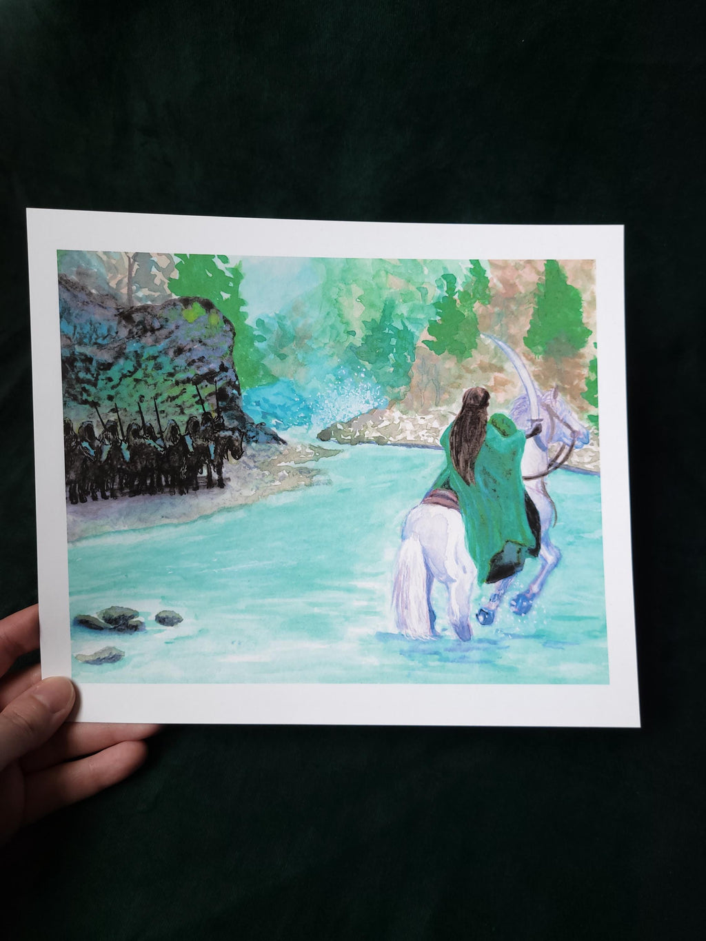 Arwen vs Nazgul River Chase Scene - Lord of the Rings Inspired Art Print