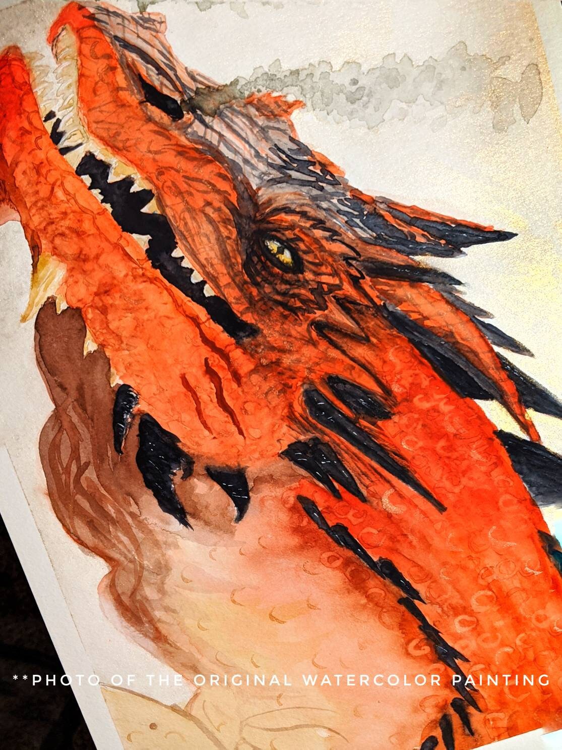 Smaug The Dragon, The Lord of the Rings Poster, Dragon Watercolor, Fantasy Illustration Print, Dragon Wall Art, The lord of the rings