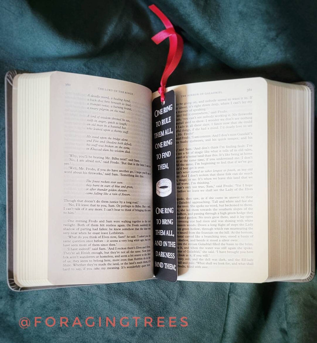 LOTR Bookmark - Tolkien Inspired Ribbon with The One Ring Design
