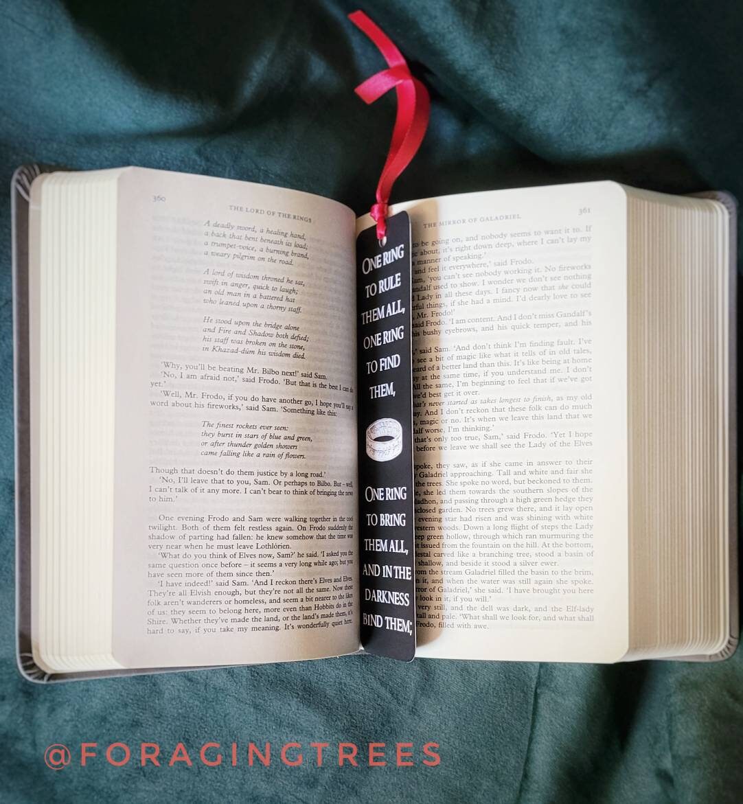 LOTR Bookmark - Tolkien Inspired Ribbon with The One Ring Design